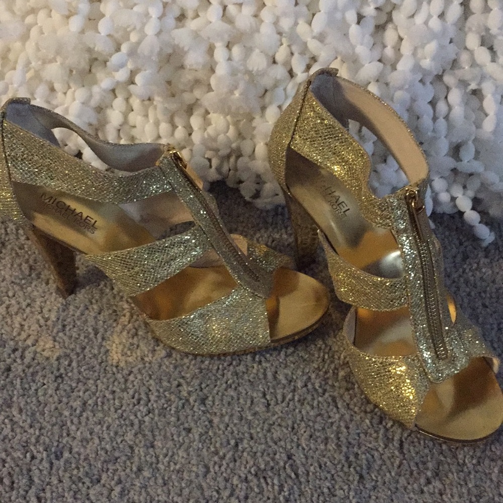 Michael Kors Berkley Gold Glitter Zipper Shoes 9.5